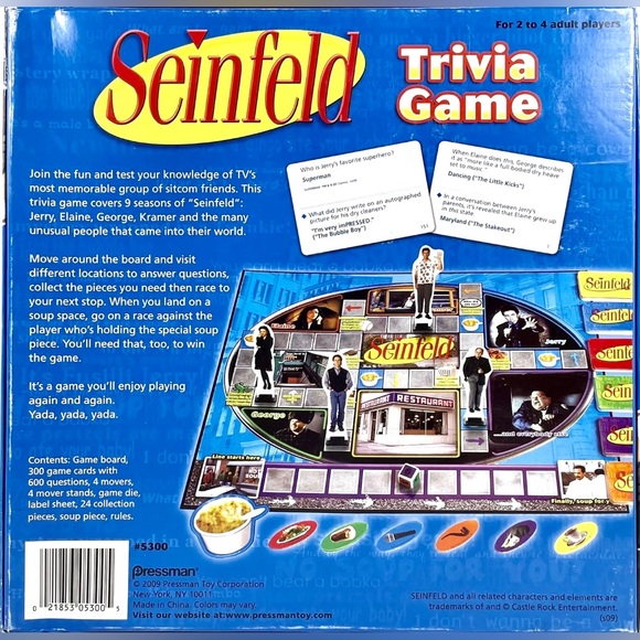 2009 SEINFELD Trivia Game. Pressman Board Game. 300 Cards, 600 Questions - Picture 3 of 9